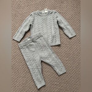 H&M Gray Cable Knit Sweater & Pant Set size 6M